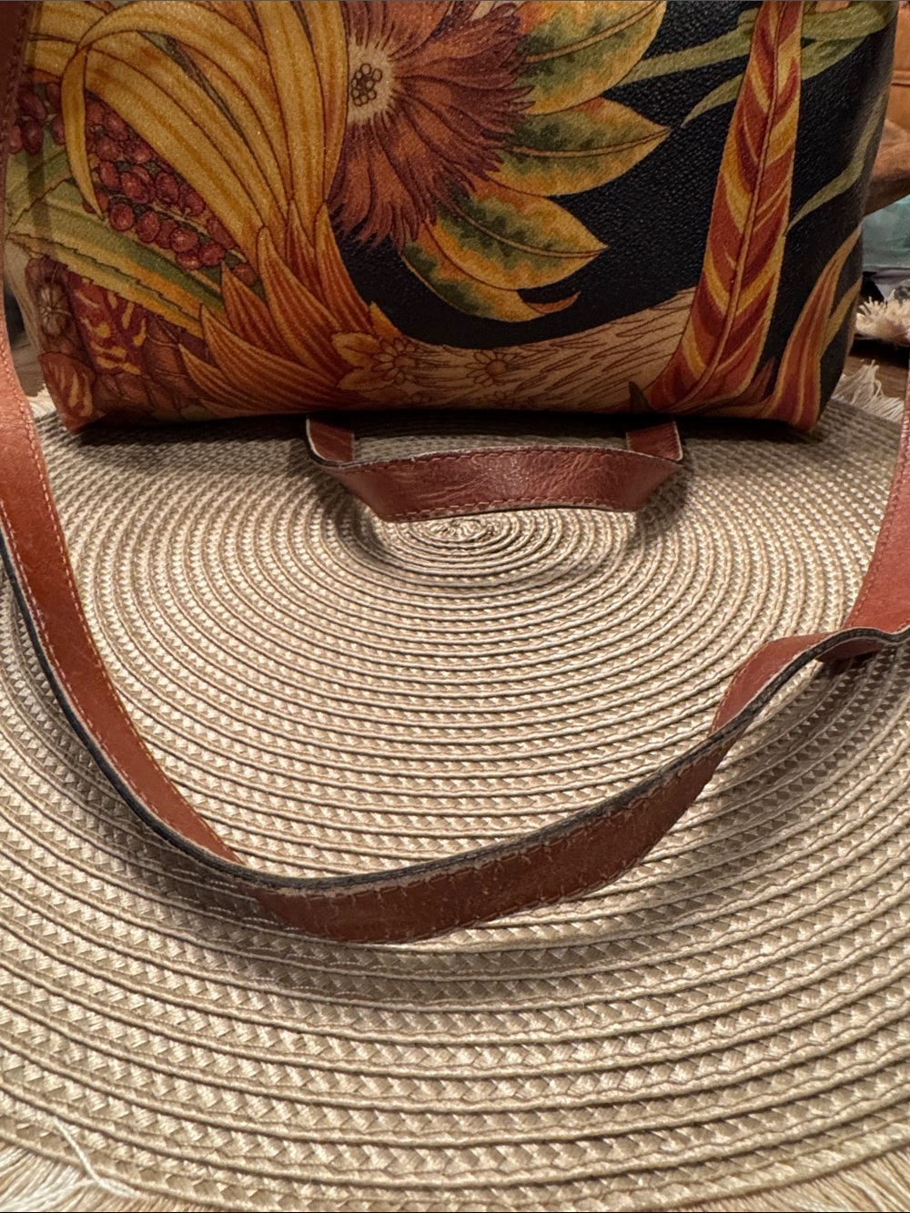Salvatore Ferragamo Brown Leather & Multicolor Floral Canvas Shoulder Bag - Picture 14 of 14
